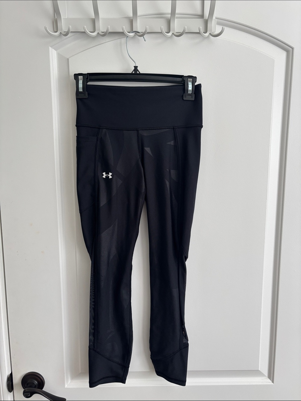 Under Armour HeatGear Ankle Crop Leggings Women's Small Black Geometric Pattern